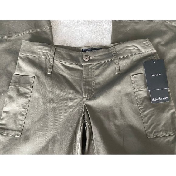 DAISY FUENTES Khaki Lightweight Wide Leg Pants - Picture 7 of 8